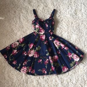 ModCloth adorable navy and pink floral dress